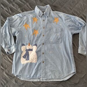 Three Rivers Vintage Snowman & Stars Denim Shirt